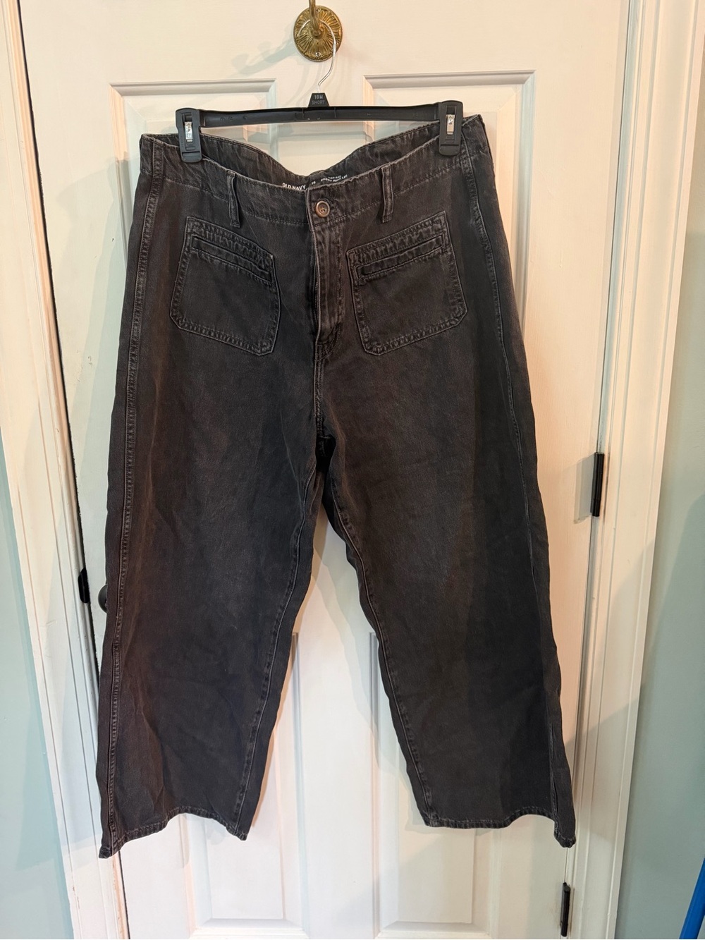 Wide Leg Washed Black Cotton jeans